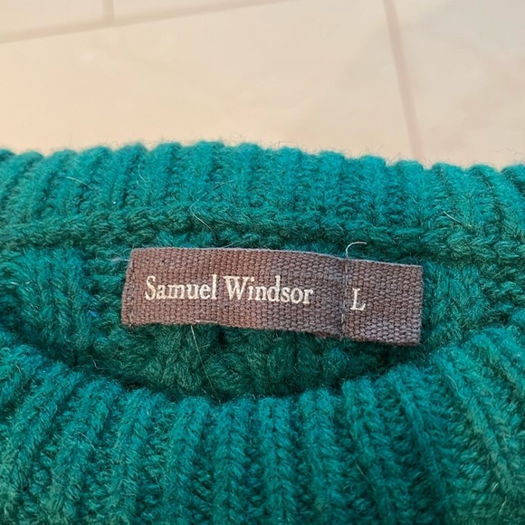 Kelly Green Samuel Windsor‎ Fisherman’s Cable Knit 💯% Wool Sweater Mens Size L - Picture 13 of 14